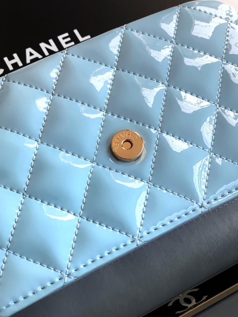Chanel Patent Leather Clutch Blue AS2506