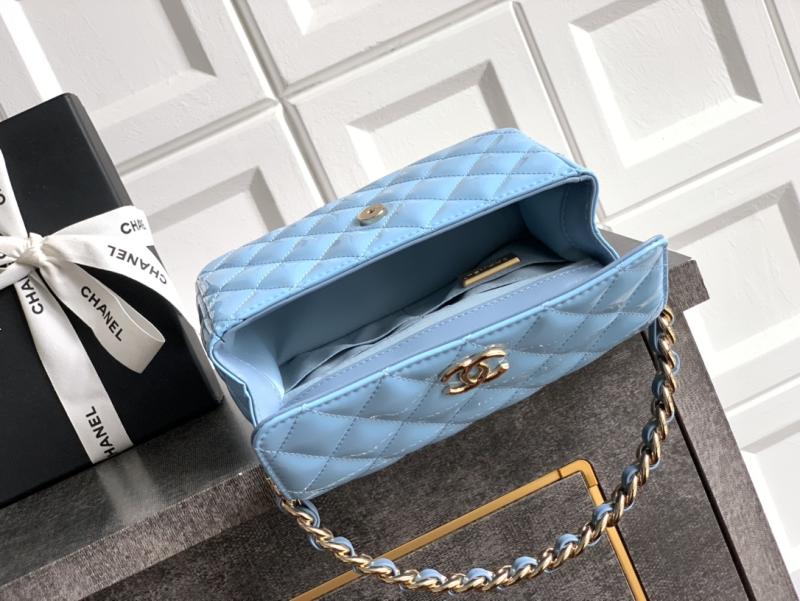 Chanel Patent Leather Clutch Blue AS2506