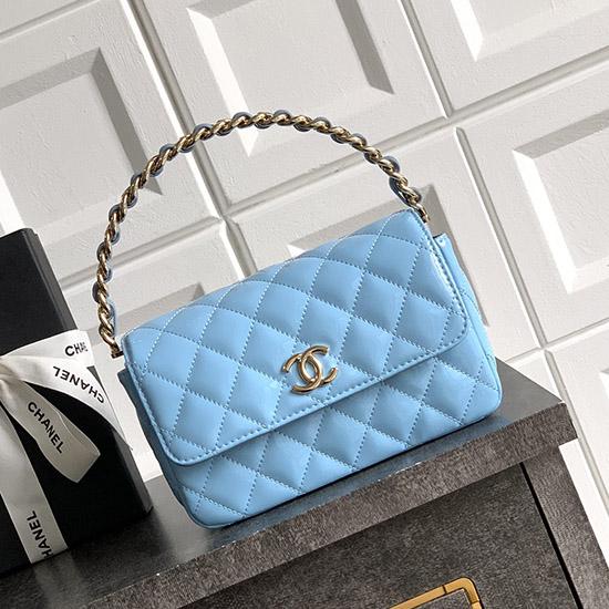 Chanel Patent Leather Clutch Blue AS2506