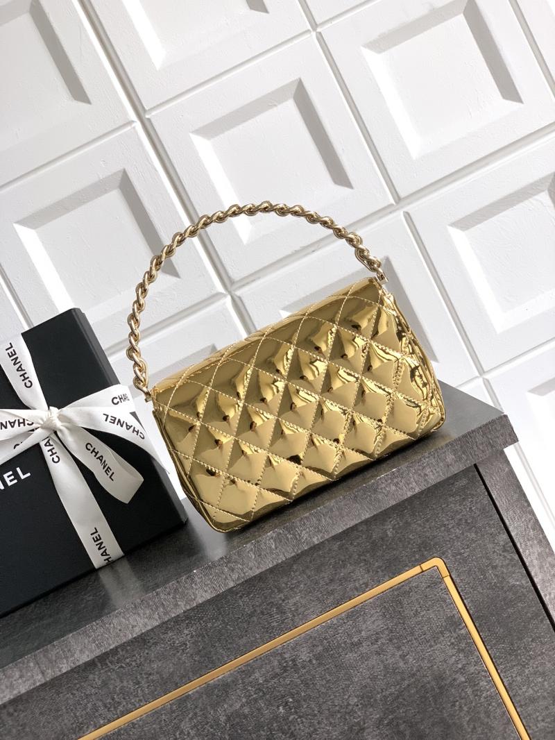 Chanel Patent Leather Clutch Gold AS2506