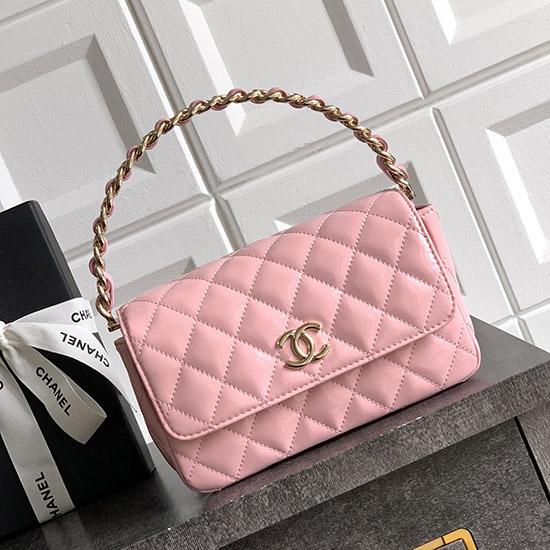 Chanel Patent Leather Clutch Pink AS2506