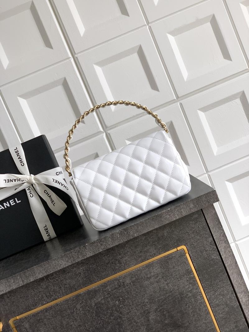 Chanel Patent Leather Clutch White AS2506