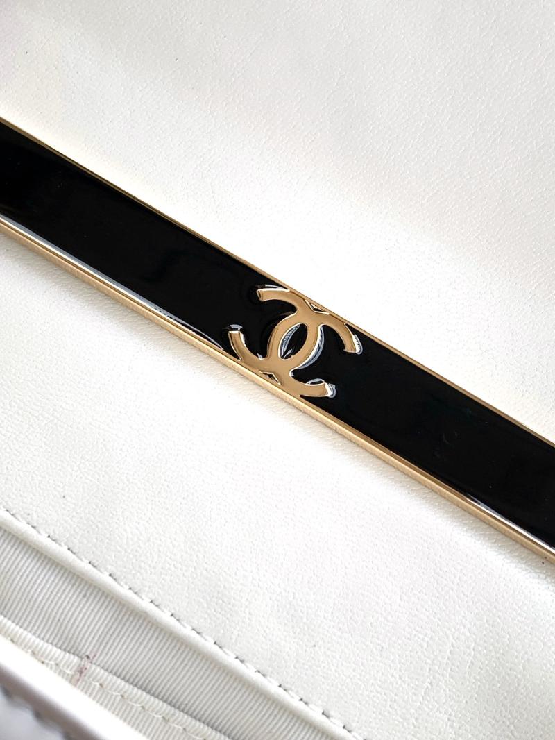Chanel Patent Leather Clutch White AS2506