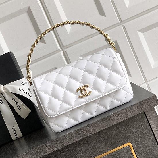 Chanel Patent Leather Clutch White AS2506