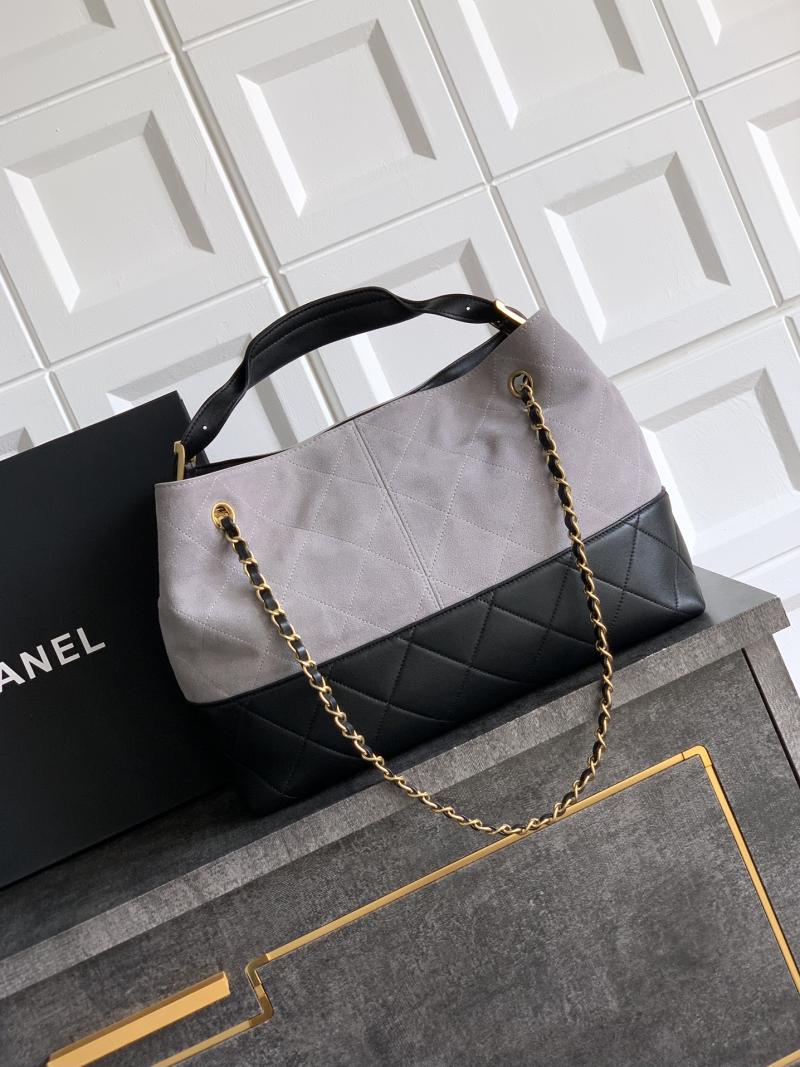Chanel Suede Shoulder Bag Grey AS61001