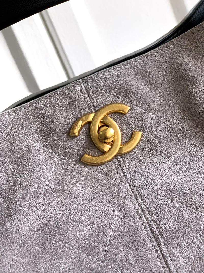 Chanel Suede Shoulder Bag Grey AS61001
