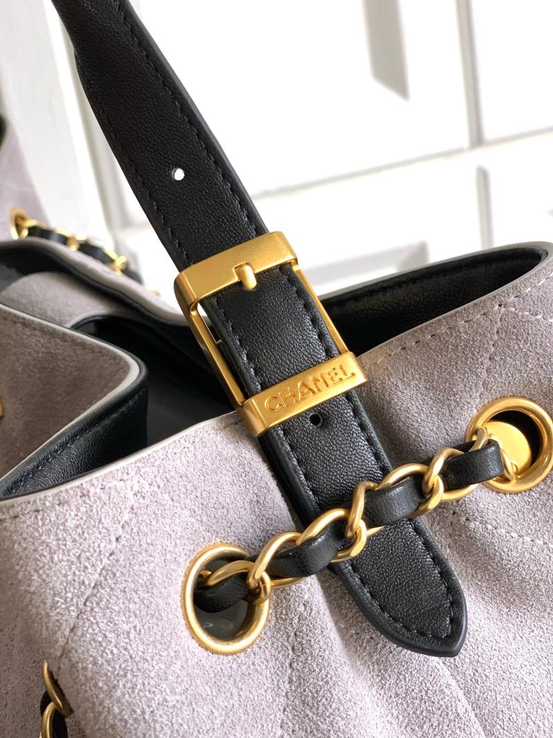 Chanel Suede Shoulder Bag Grey AS61001