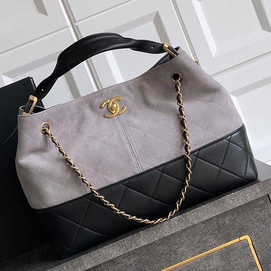 Chanel Suede Shoulder Bag Grey AS61001