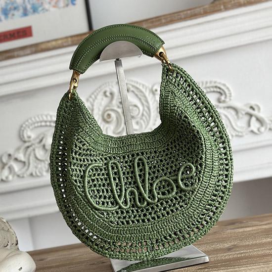 Chloe Raffia Summer Banana hobo bag Green CH1668