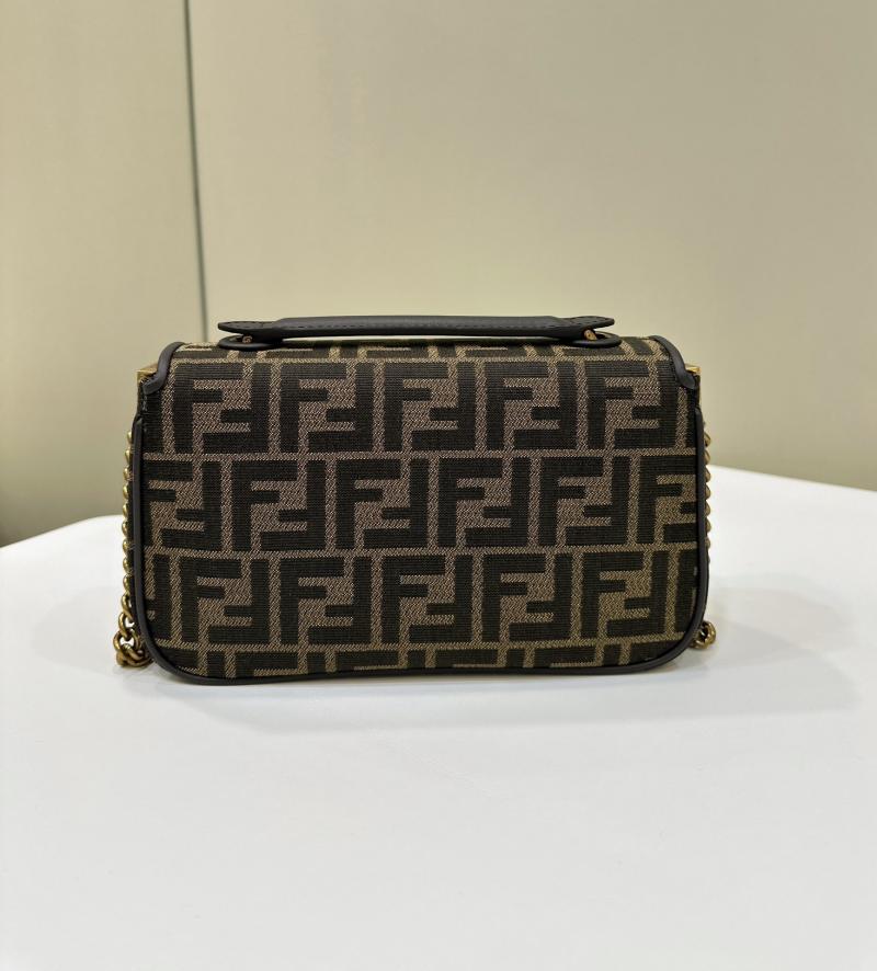 Fendi Baguette Chain Midi tapestry fabric bag Brown F8533
