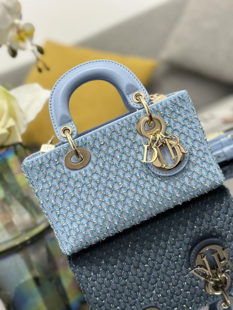 Lady D-Joy Micro Embroidered Bag Blue S0910