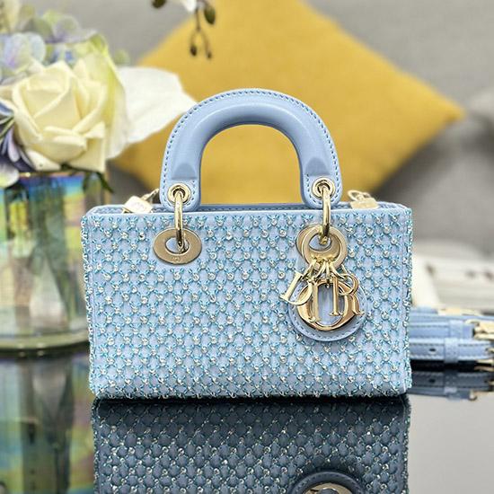 Lady D-Joy Micro Embroidered Bag Blue S0910