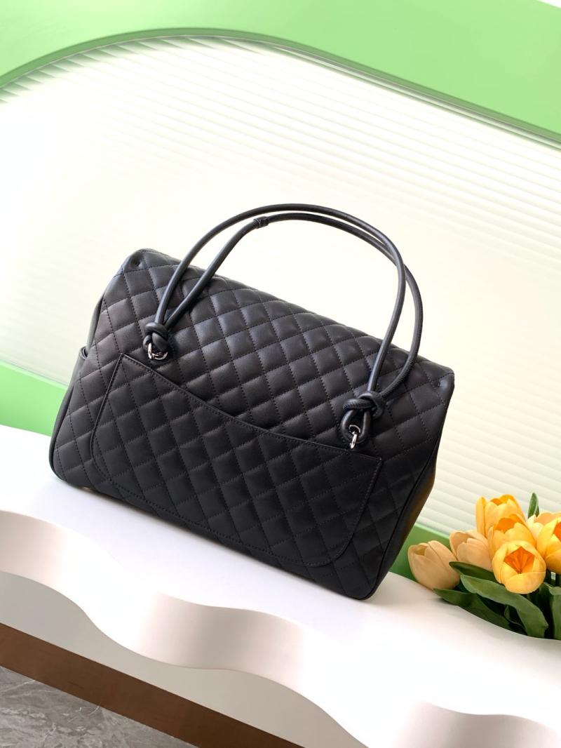 Large Chanel Calfskin Shoulder Bag Black and White AS6338