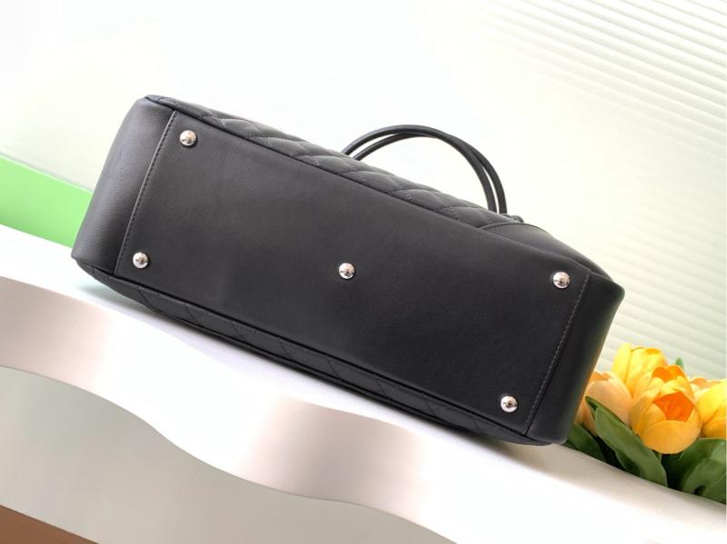 Large Chanel Calfskin Shoulder Bag Black and White AS6338
