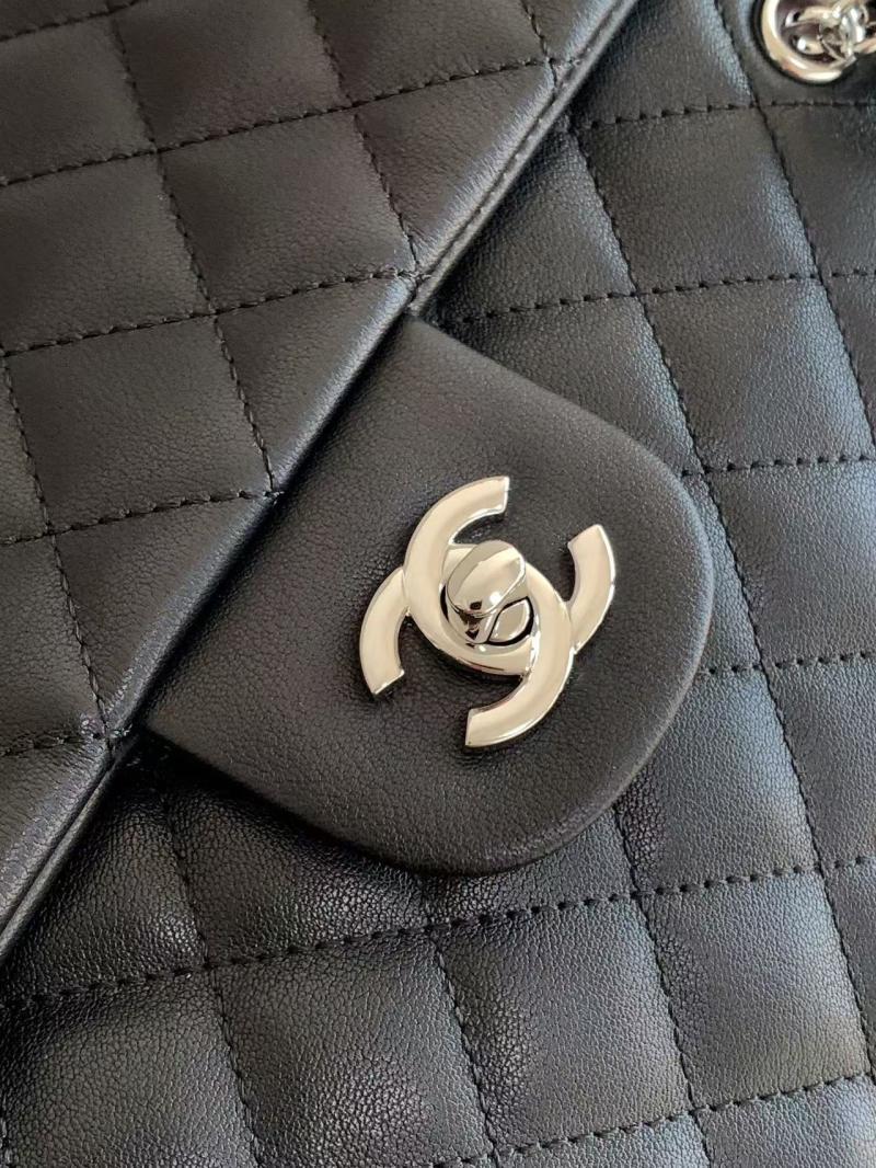 Large Chanel Calfskin Shoulder Bag Black and White AS6338