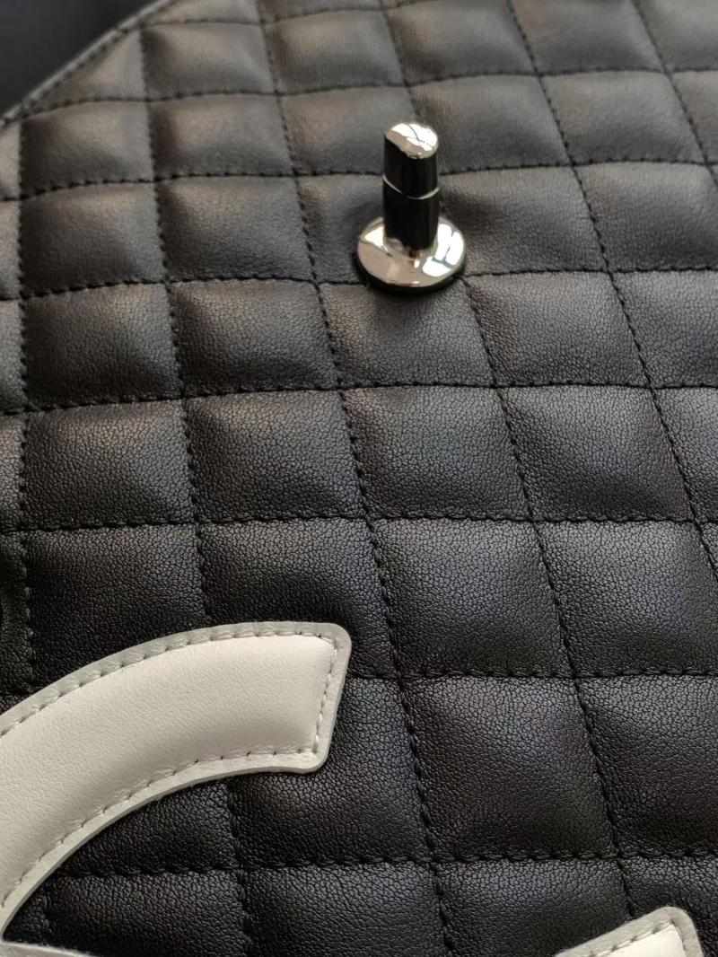 Large Chanel Calfskin Shoulder Bag Black and White AS6338