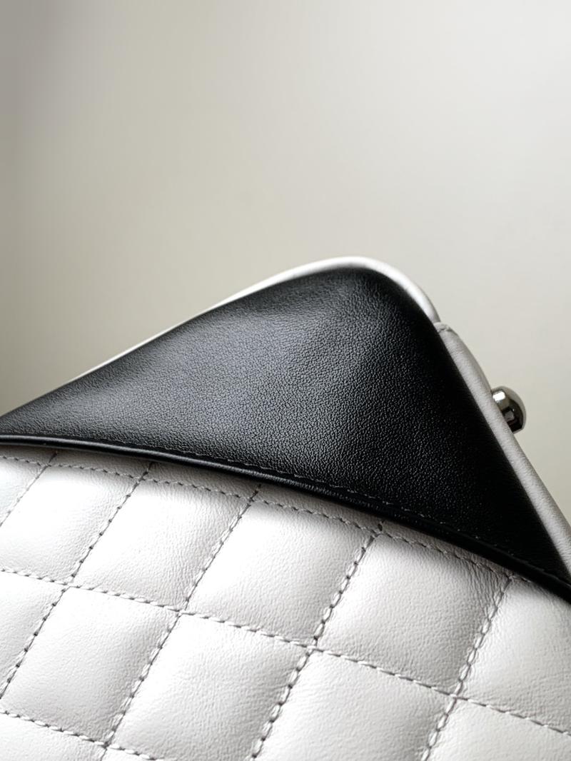 Large Chanel Calfskin Shoulder Bag White and Black AS6338