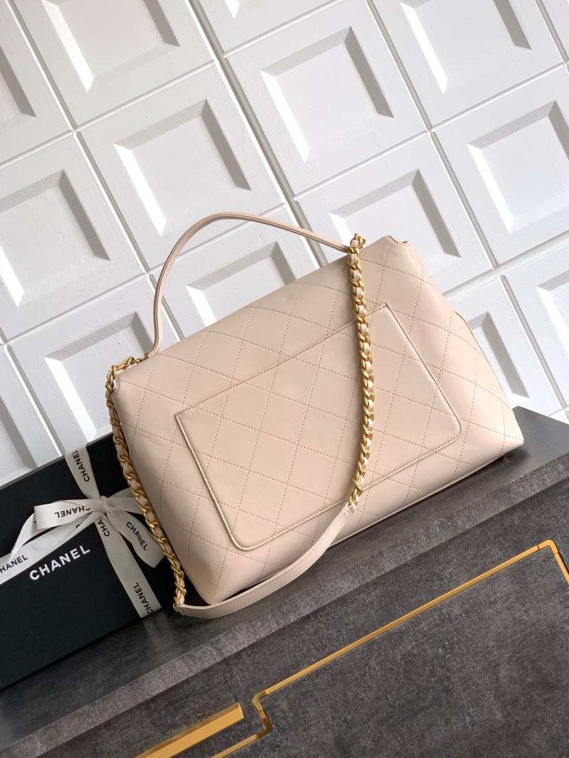 Large Chanel Flap Bag With Top Handle Beige AS5543
