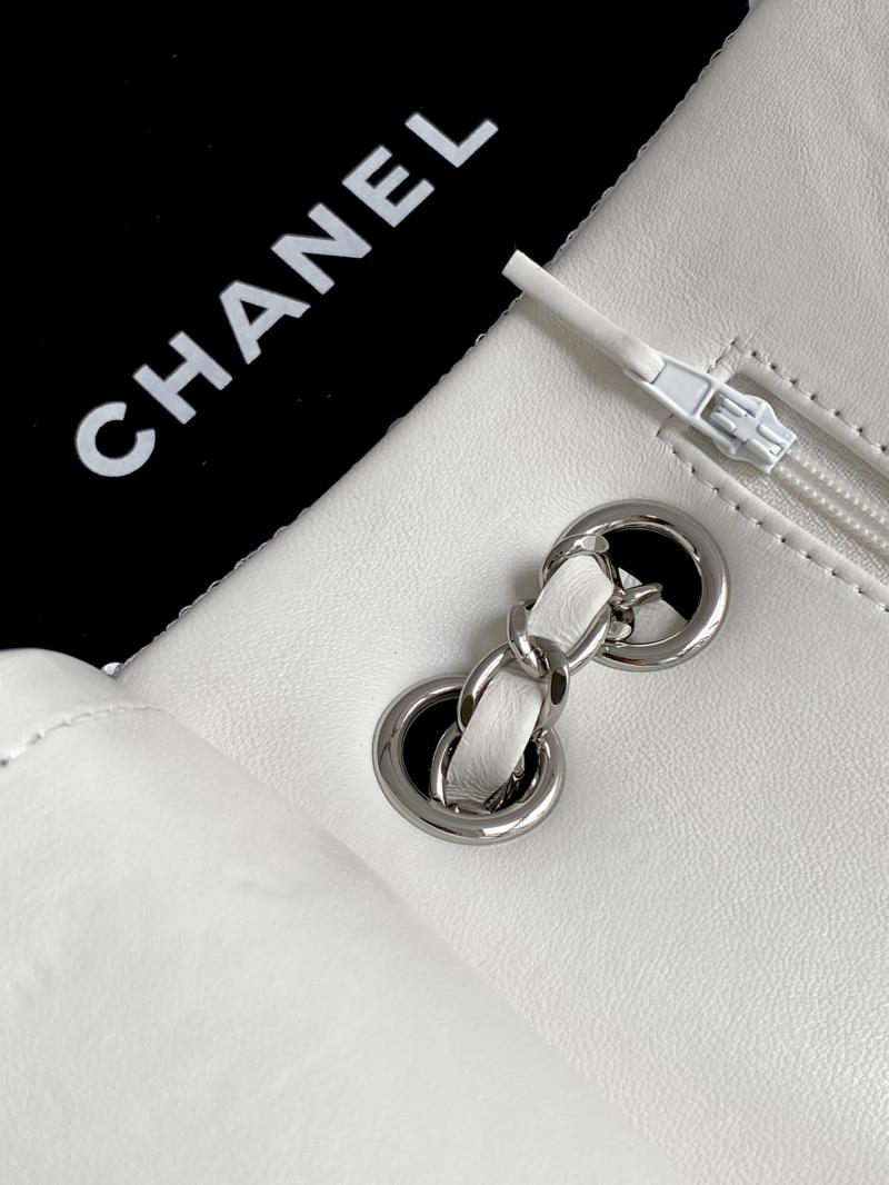 Medium Chanel Sequins Shoulder Bag White A01112