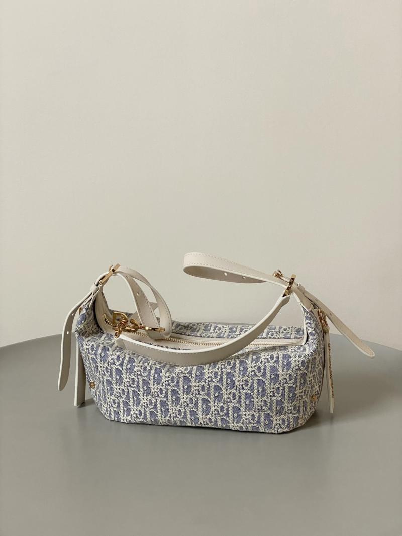 Small D-Journey Bag with Raffia Blue M2416