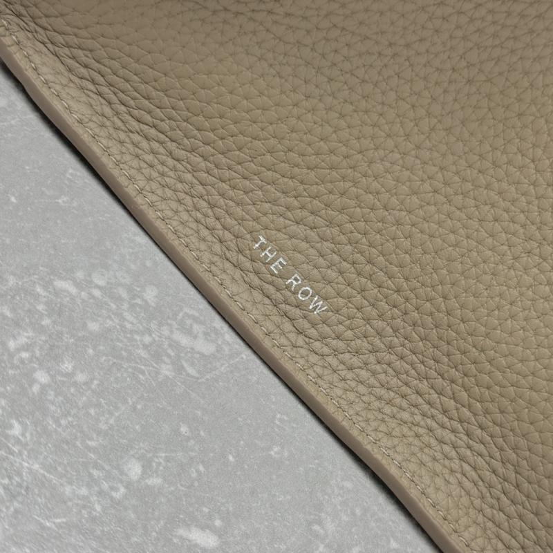 The Row Grained Calfskin Margaux 12 Bag Dark Taupe W1833