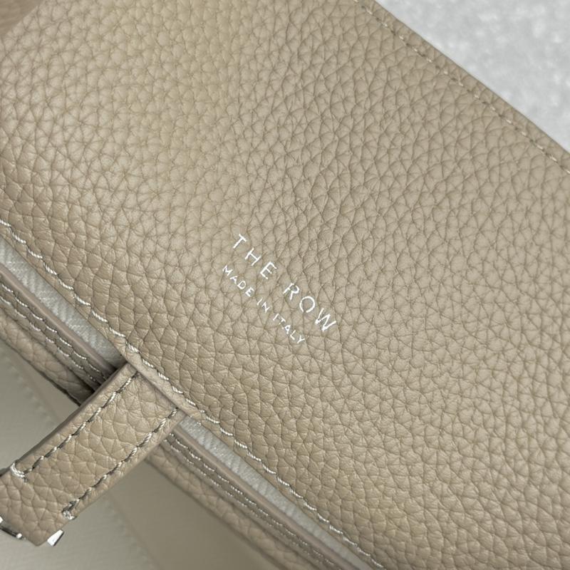 The Row Grained Calfskin Margaux 12 Bag Dark Taupe W1833
