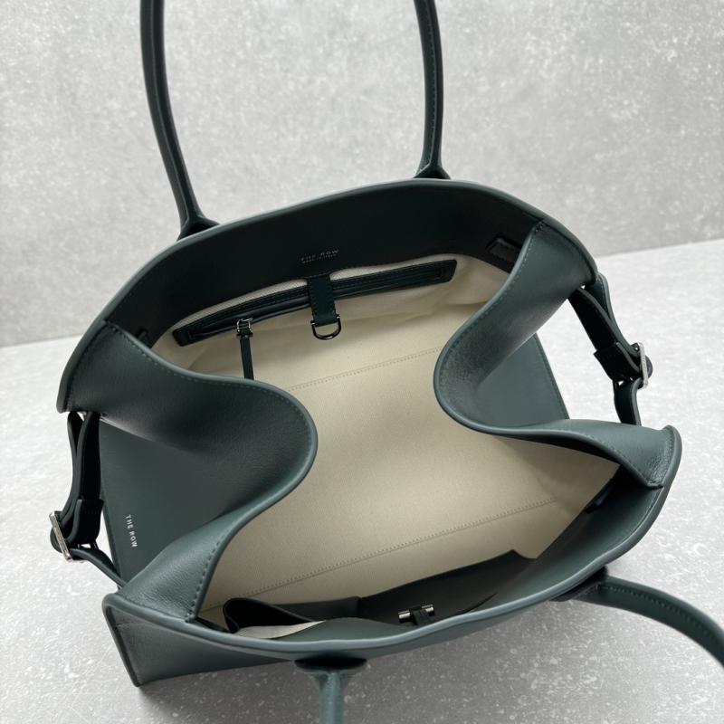 The Row Smooth Leather Margaux 12 Bag Green W1833