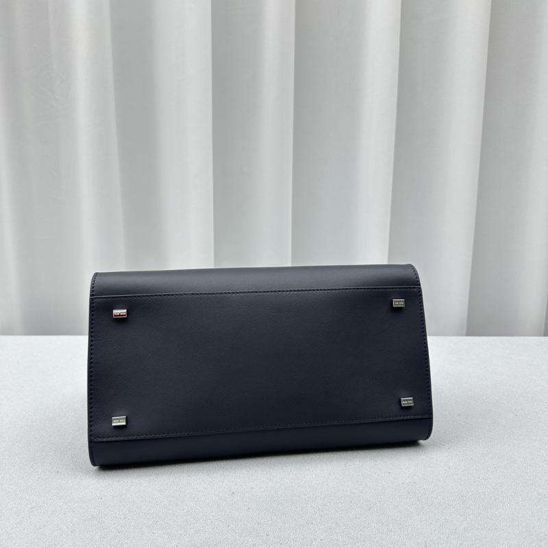 The Row Smooth Leather Margaux 12 Bag Blue W1833