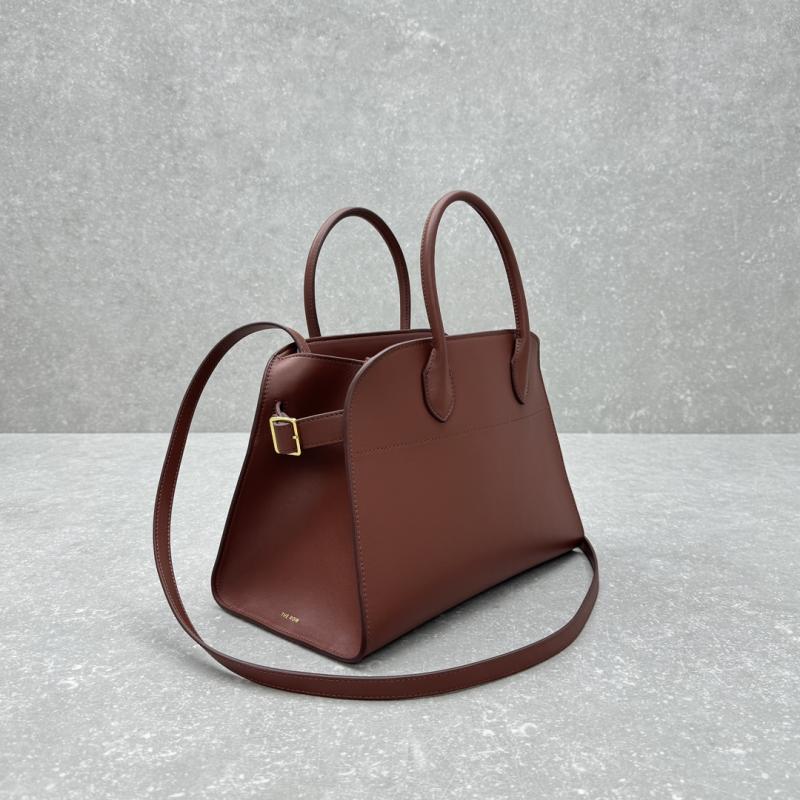 The Row Smooth Leather Margaux 12 Bag Brick Red W1833