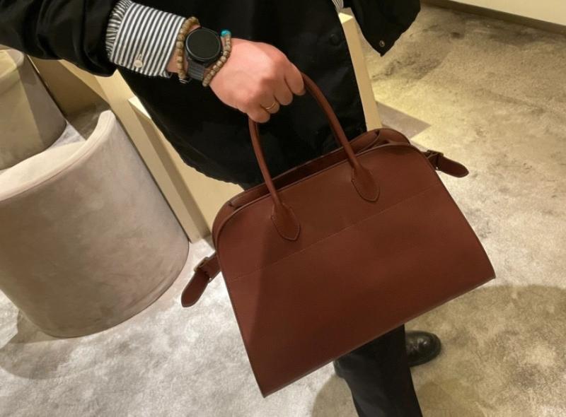 The Row Smooth Leather Margaux 12 Bag Brick Red W1833