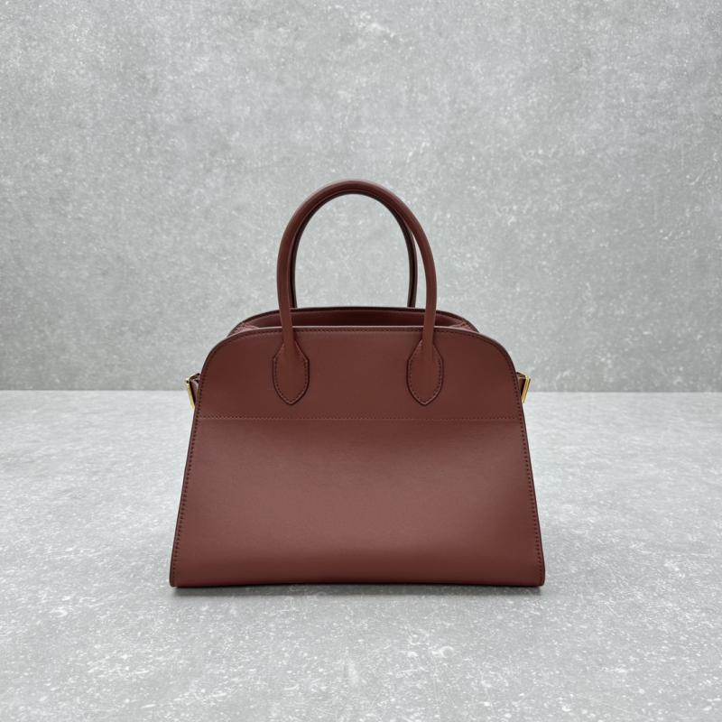 The Row Smooth Leather Margaux 12 Bag Brick Red W1833