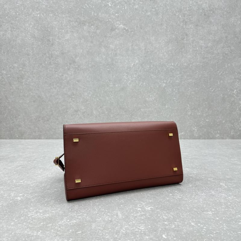 The Row Smooth Leather Margaux 12 Bag Brick Red W1833