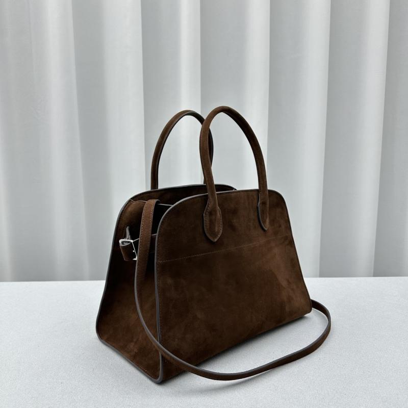 The Row Suede Margaux 12 Bag Dark Brown W1833