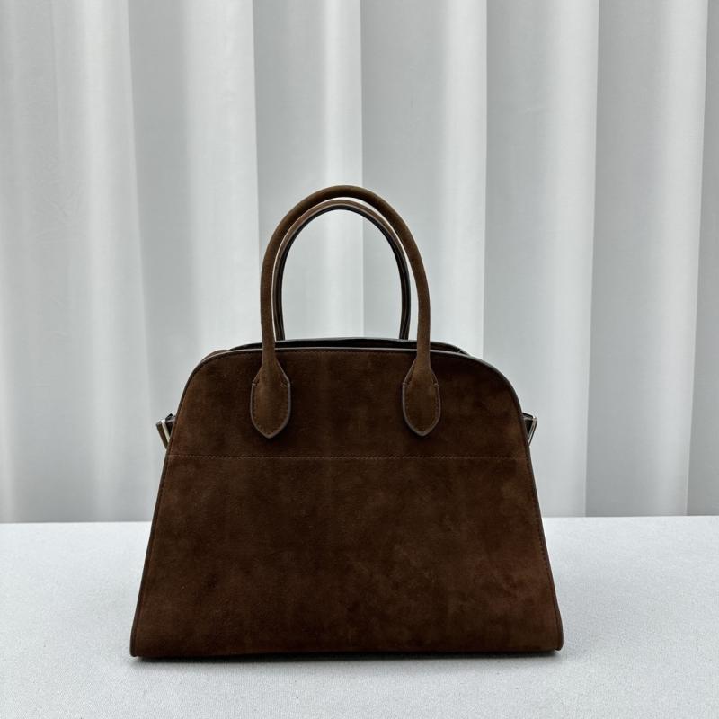 The Row Suede Margaux 12 Bag Dark Brown W1833