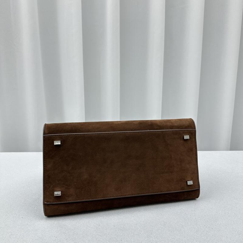 The Row Suede Margaux 12 Bag Dark Brown W1833
