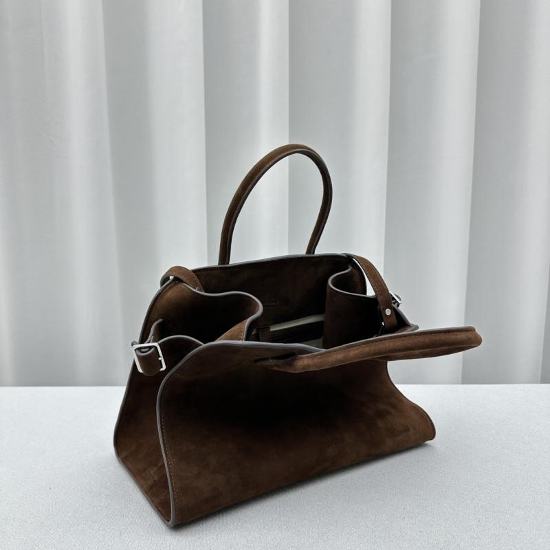 The Row Suede Margaux 12 Bag Dark Brown W1833