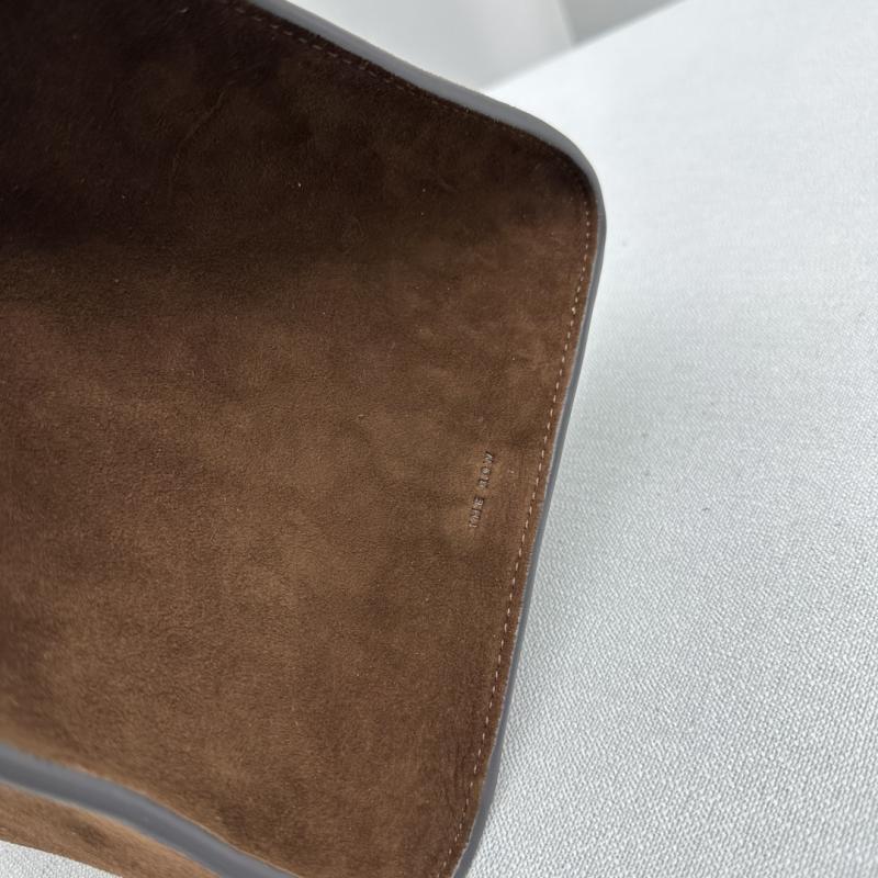The Row Suede Margaux 12 Bag Dark Brown W1833