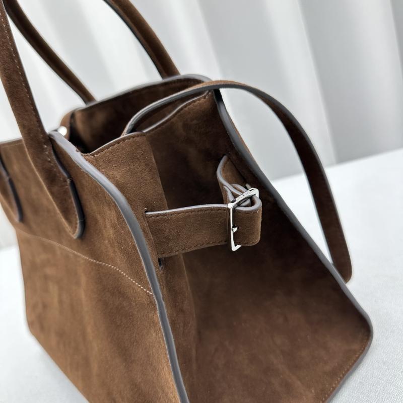 The Row Suede Margaux 12 Bag Dark Brown W1833
