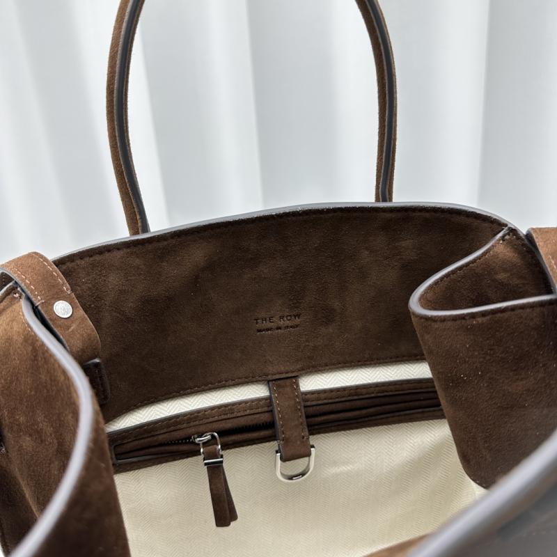 The Row Suede Margaux 12 Bag Dark Brown W1833