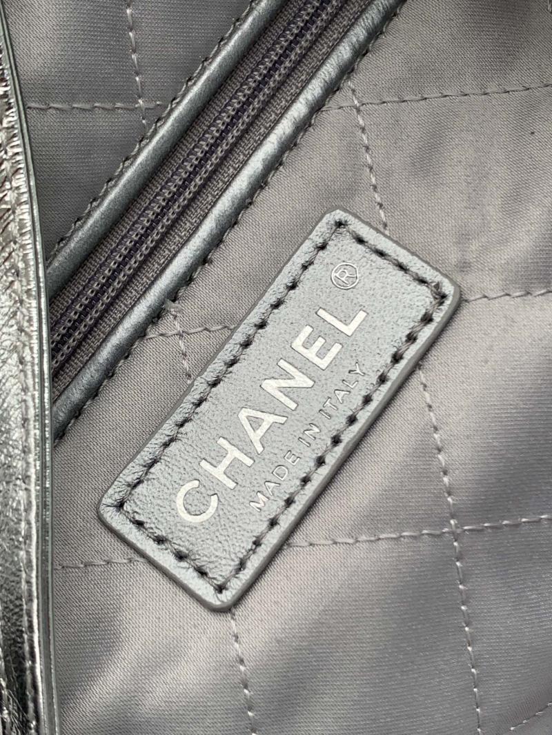 Chanel Calfskin 22 Handbag Silver AS3261