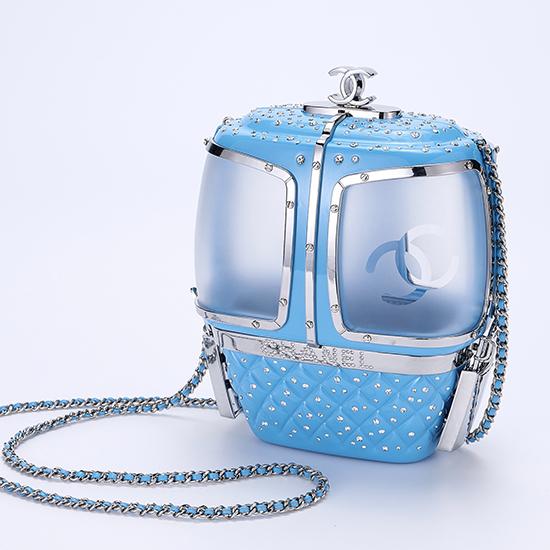 Chanel Gondola Lift Minaudiere Clutch Bag Blue AS1200