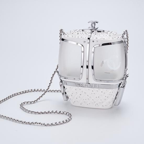 Chanel Gondola Lift Minaudiere Clutch Bag White AS1200