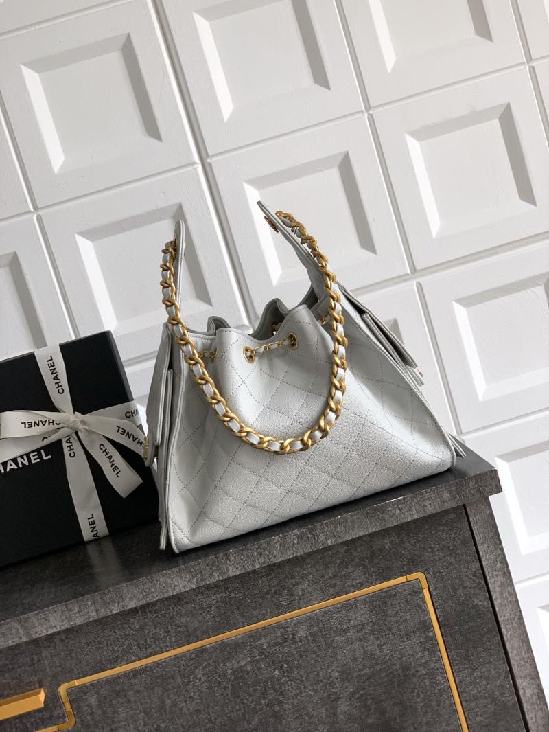 Chanel Grained Calfskin 25 Small Handbag Light Grey AS5293