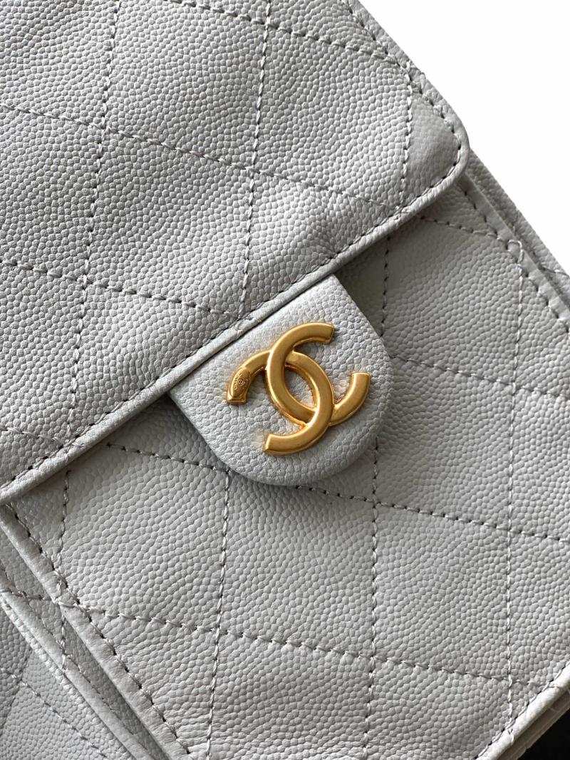 Chanel Grained Calfskin 25 Small Handbag Light Grey AS5293