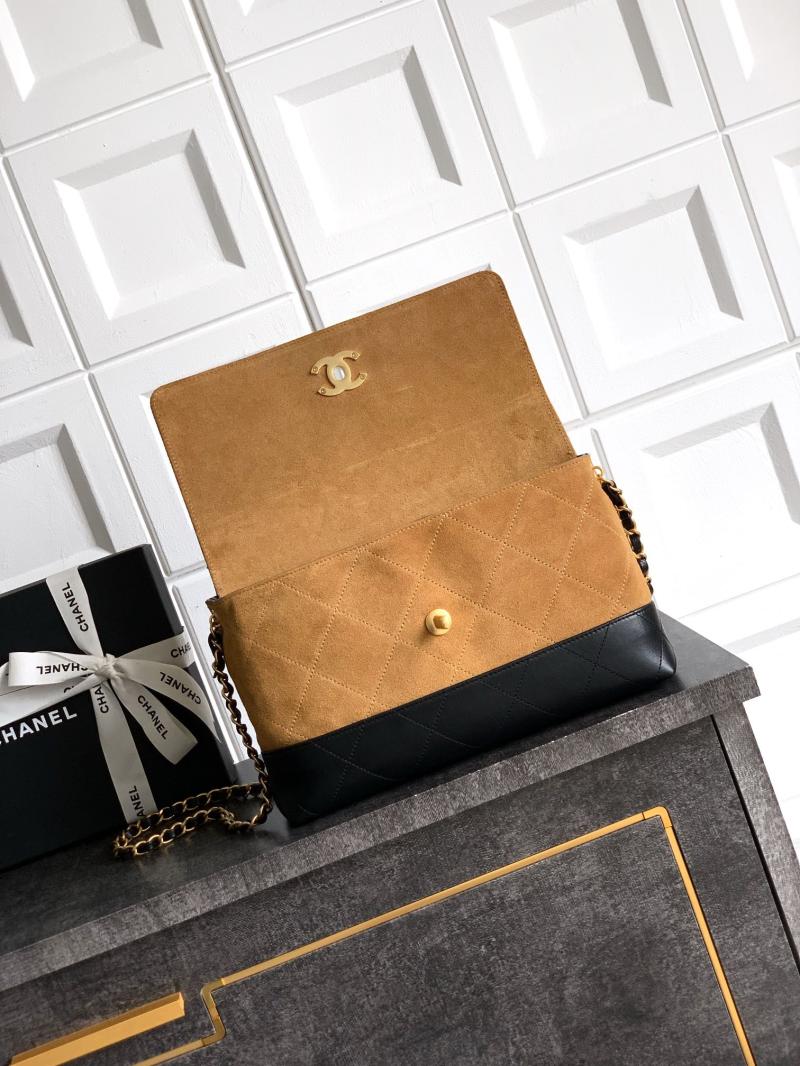 Chanel Large Flap Bag With Top Handle Brown AS5637