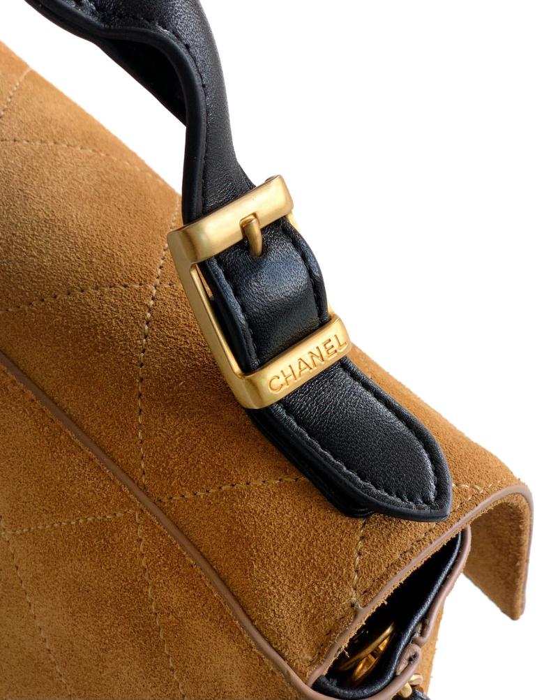 Chanel Large Flap Bag With Top Handle Brown AS5637