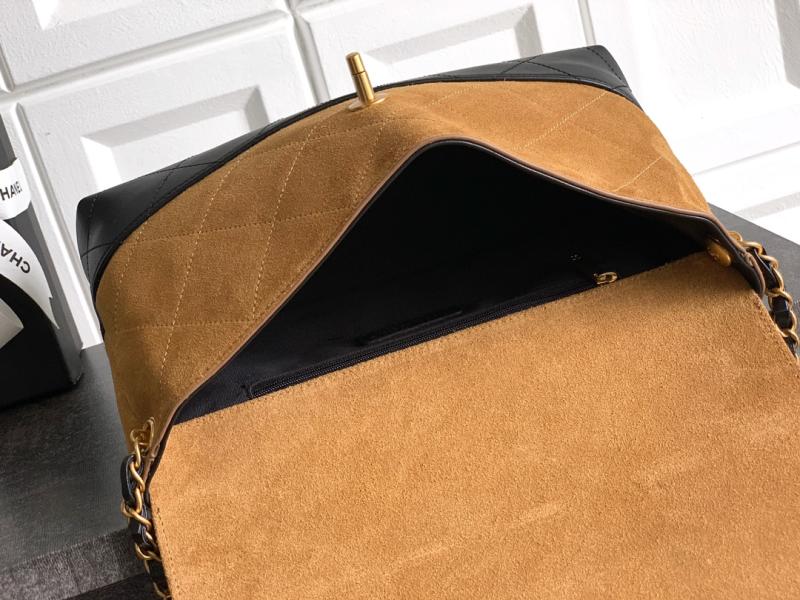 Chanel Large Flap Bag With Top Handle Brown AS5637