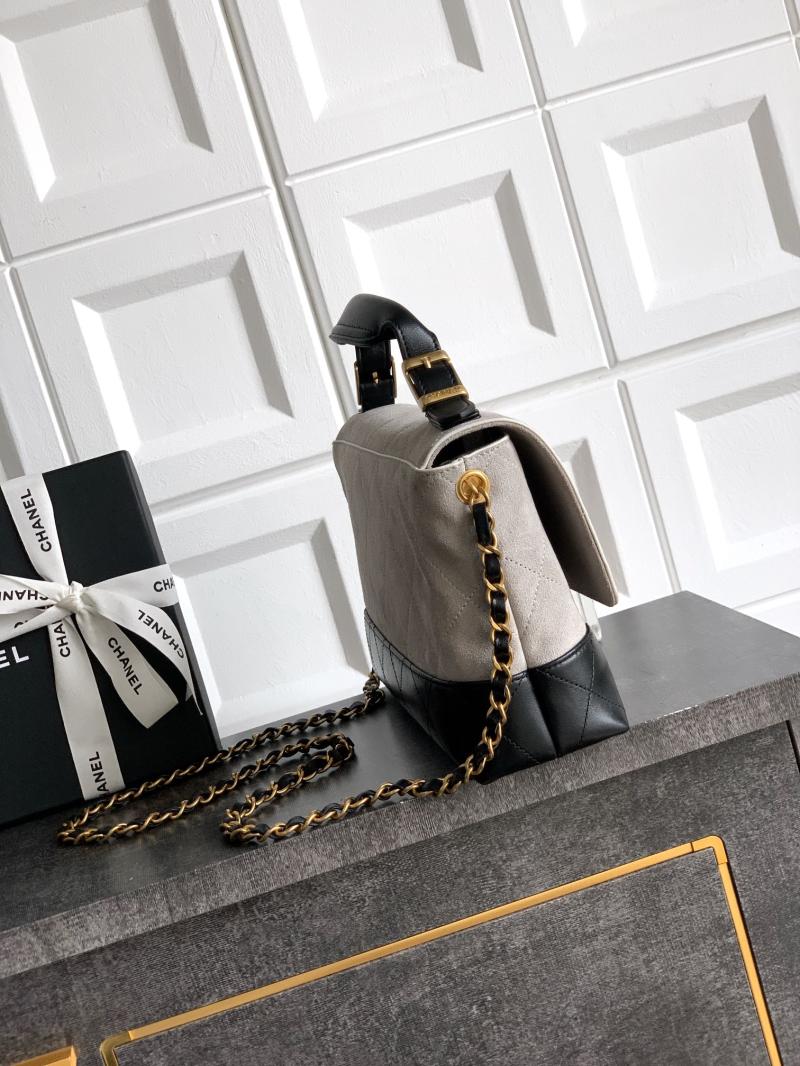 Chanel Large Flap Bag With Top Handle Grey AS5637