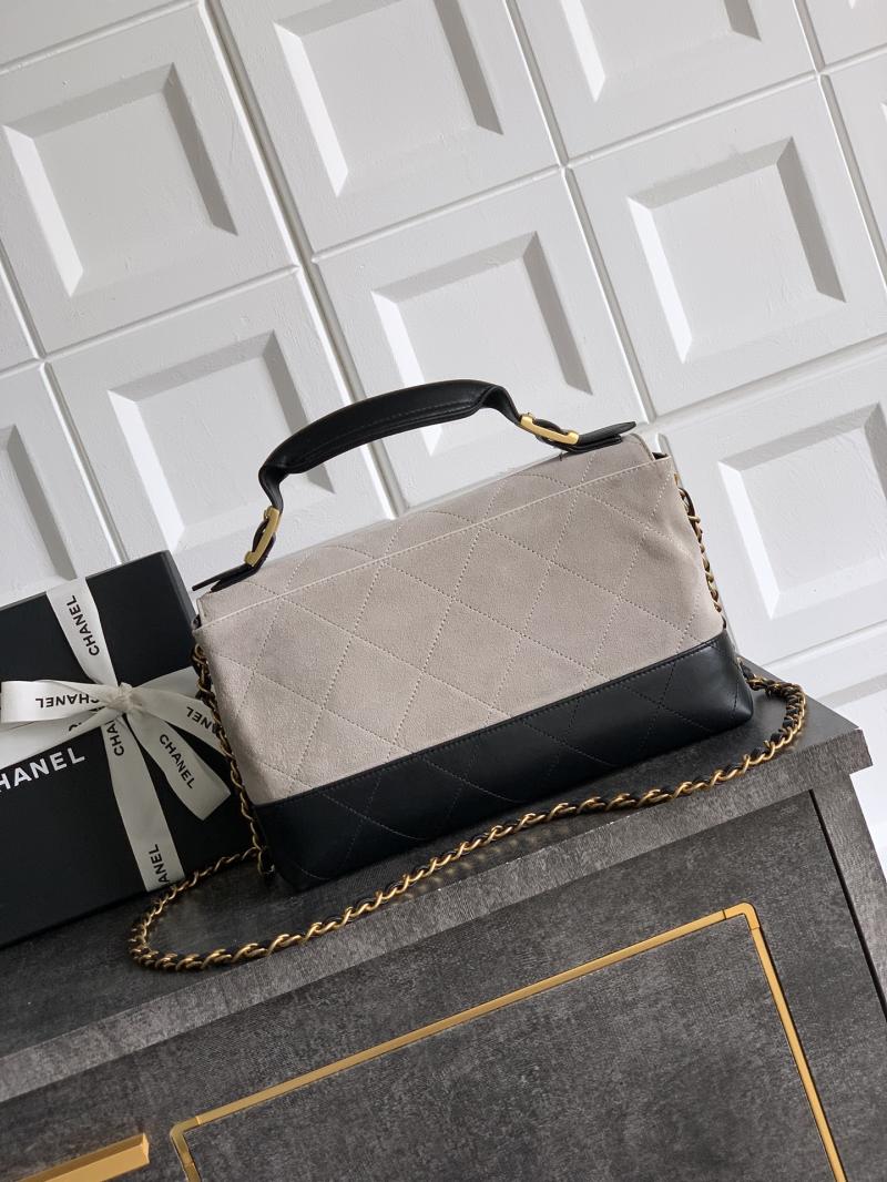 Chanel Large Flap Bag With Top Handle Grey AS5637