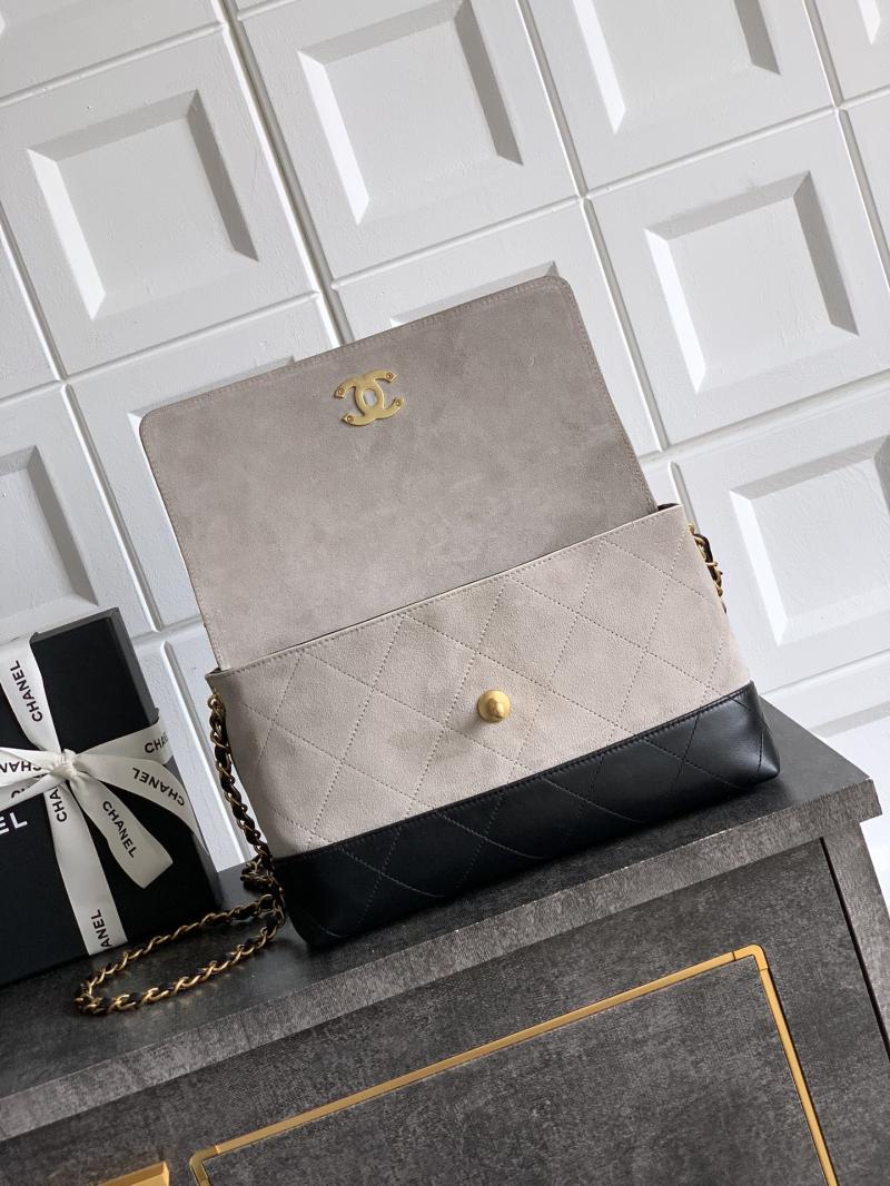 Chanel Large Flap Bag With Top Handle Grey AS5637